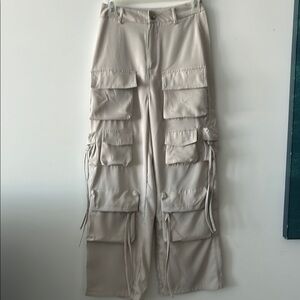 Beige Cargo Pants with Multiple Pockets small. Brand new
